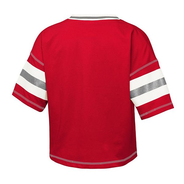 Детская футболка с v-образным вырезом scarlet ohio state buckeyes gridiron Outerstuff — фото 4