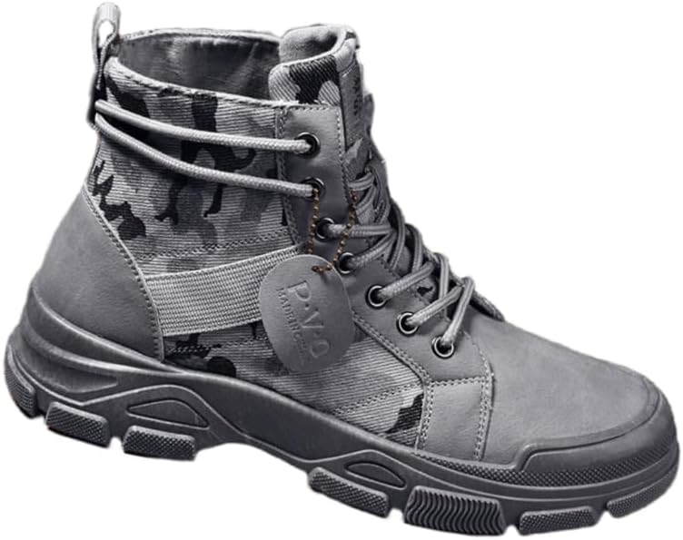 

Мужские короткие ботинки из канвы с толстой подошвой- прочная зимняя обувь Hoalox, серый