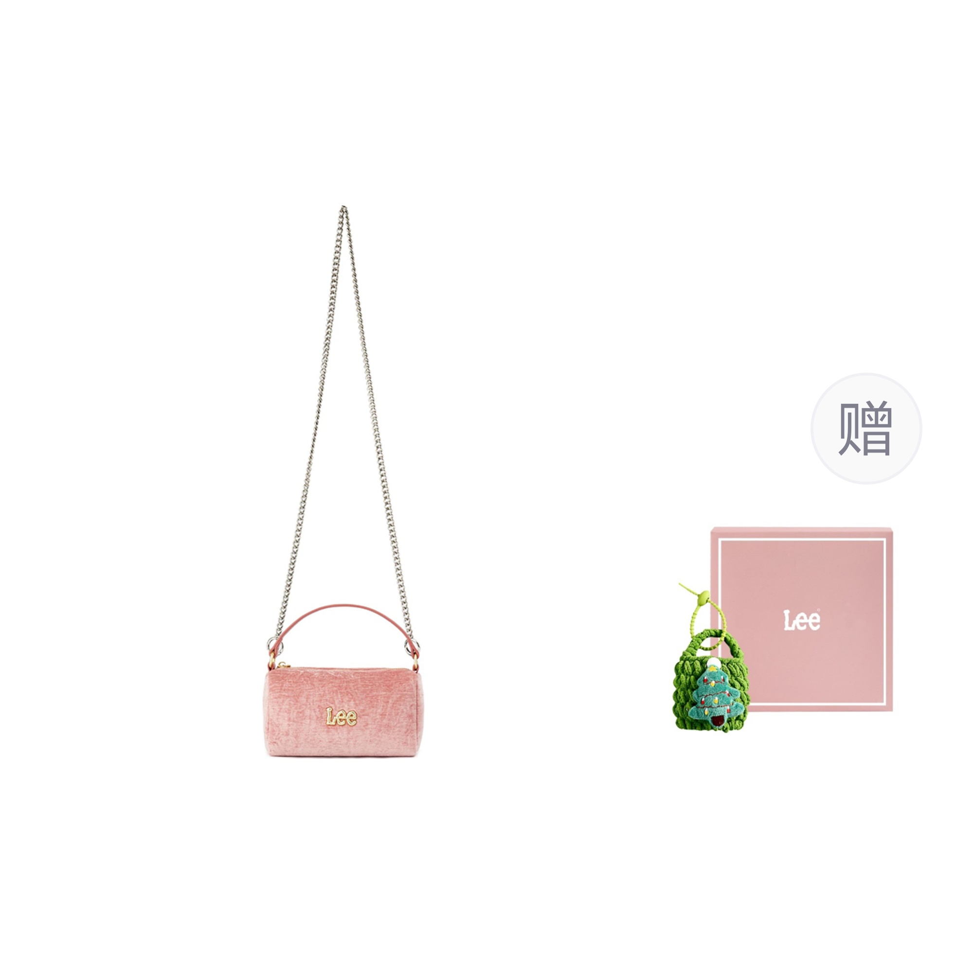 

Lee Вельюровая мини-сумочка женская розовая, Pink-Includes Chain