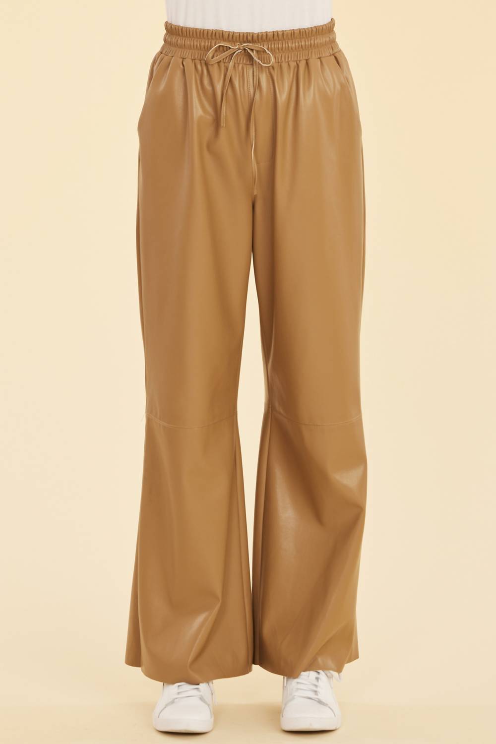 

Брюки из искусственной кожи на завязках цвета Camel DOLCE CABO