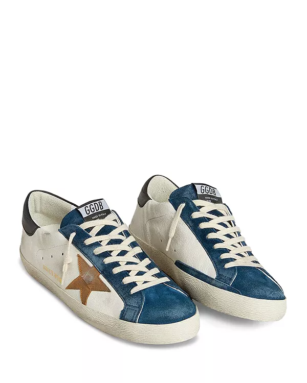Мужские кожаные низкие кроссовки Super Star Golden Goose, синий — фото 2