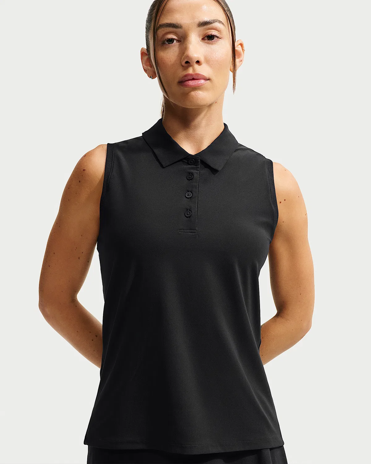 Женское белое поло Nike Victory Dri-FIT без рукавов, Black/White