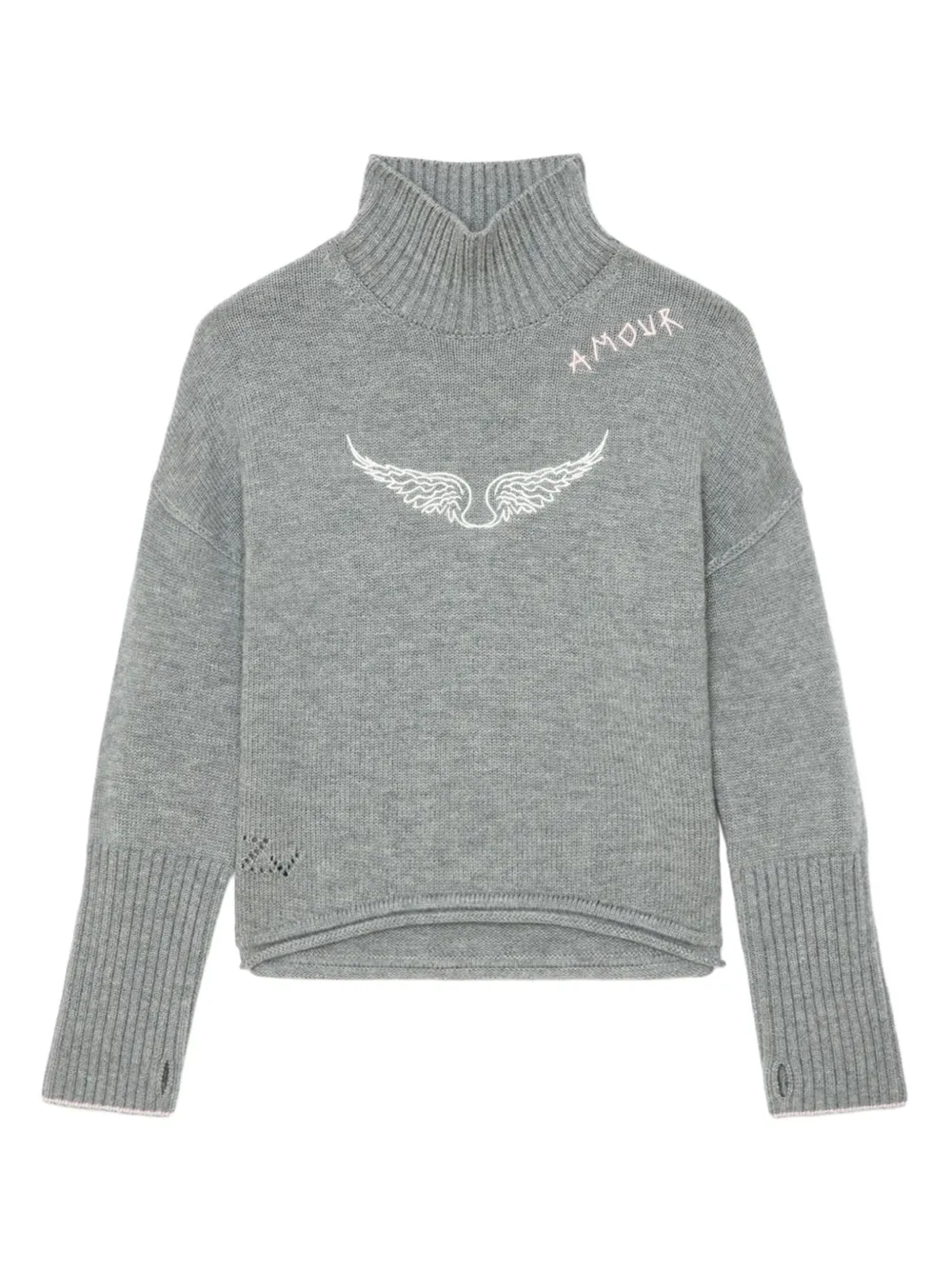 

Свитер с эффектом потертости Zadig & Voltaire Kids, серый
