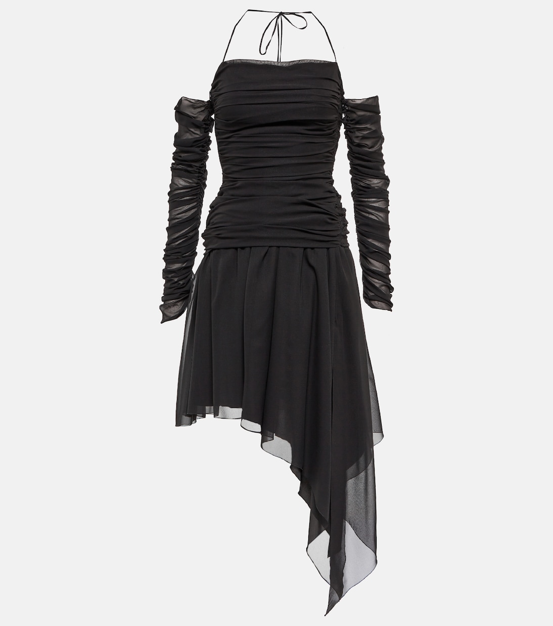 

Мини-платье из смесового шелка с рюшами Blumarine, Nero