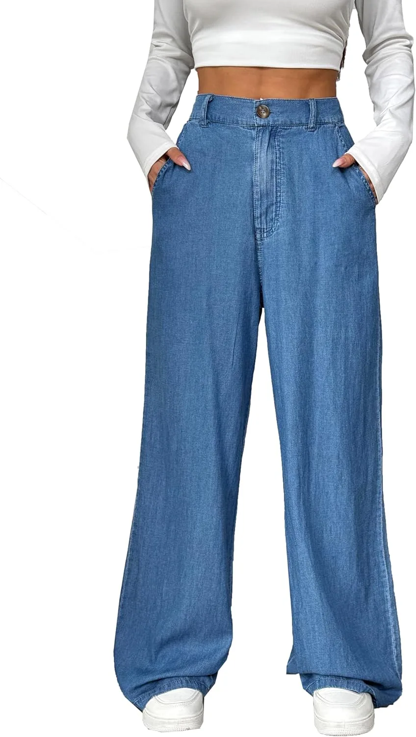 

Heipeiwa Женские джинсы Wide Leg из мягкого легкого Tencel