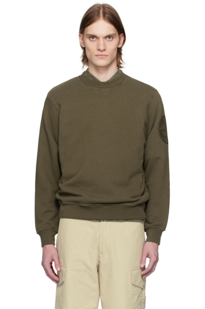 

Свитшот из хлопкового флиса цвета хаки Stone Island