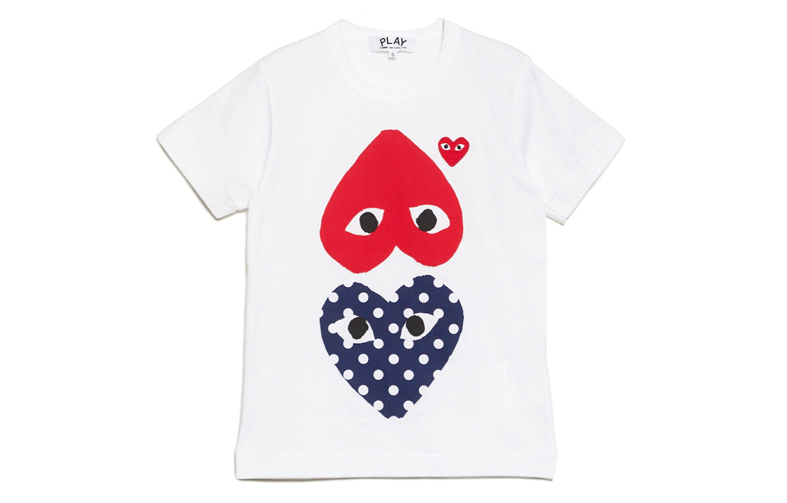 

Футболка CDG Play в горошек с сердцем 'Белый'