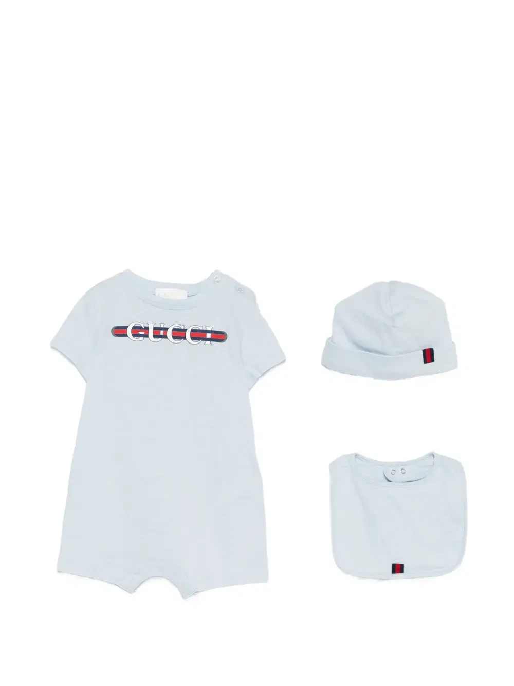 Комплект детского комбинезона из хлопка с логотипом (три штуки) Gucci Kids, синий