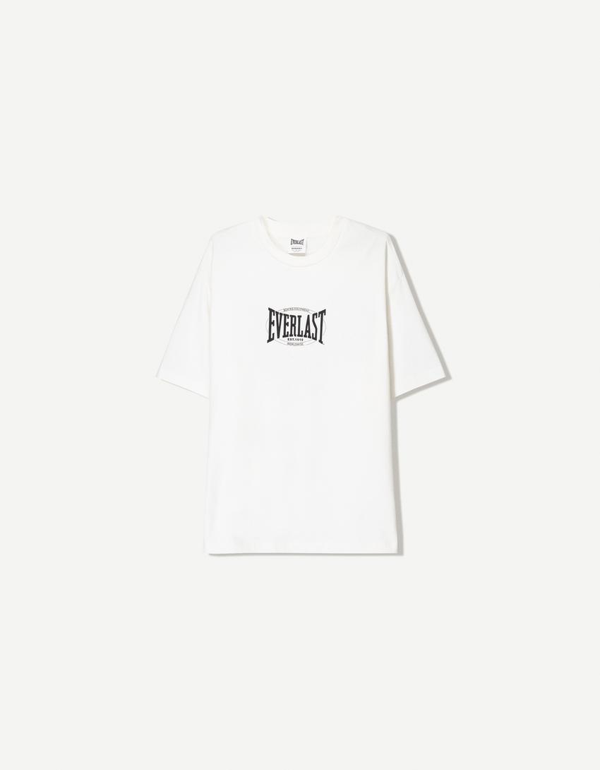

Футболка с коротким рукавом и принтом Everlast Bershka, белый