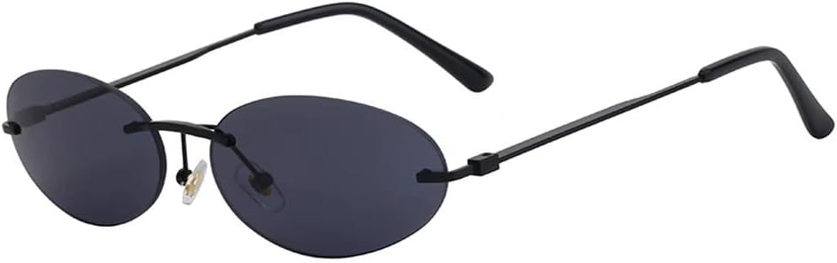 

Солнцезащитные очки в маленькой овальной оправе без ободка для женщин и мужчин, винтажные круглые солнцезащитные очки, модная женская одежда Boundless Shades Eyewear HYYZZC, C8blackgray