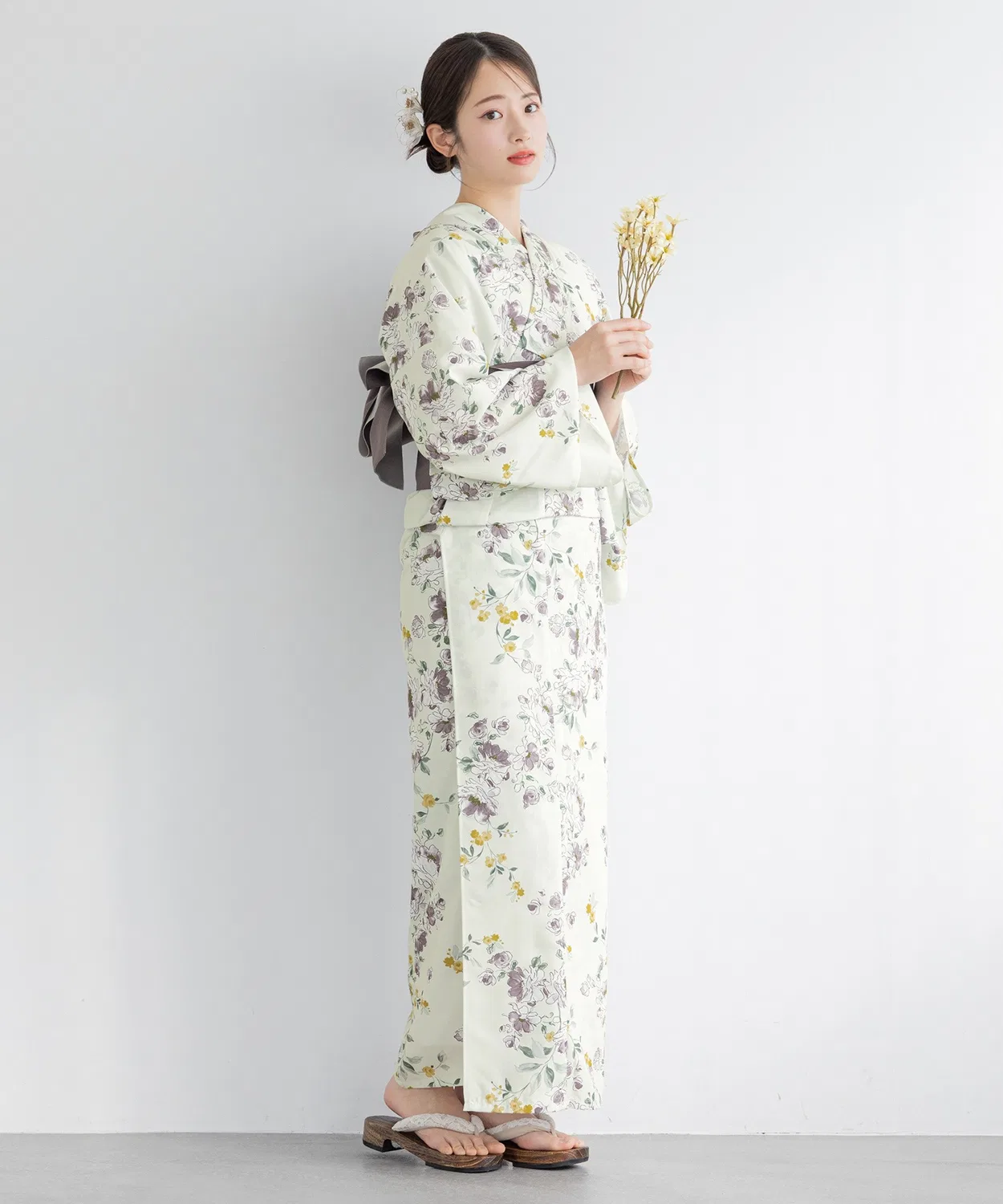 Двухчастное раздельное кимоно Yukata 3 предмета SOUBIEN коричневый — фото 4