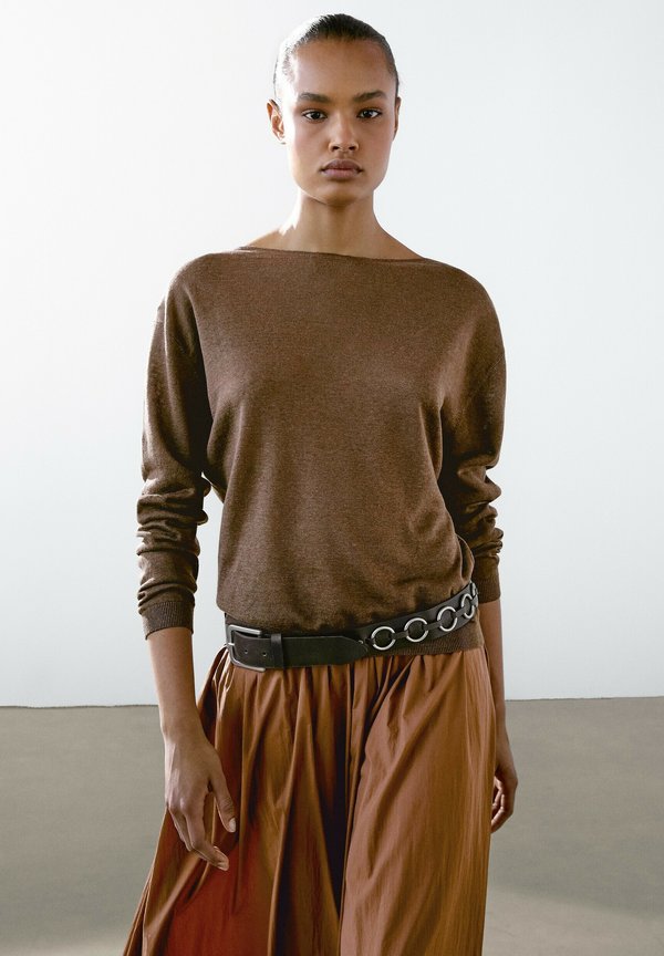 

Джемпер с вырезом лодочкой Massimo Dutti, коричневый