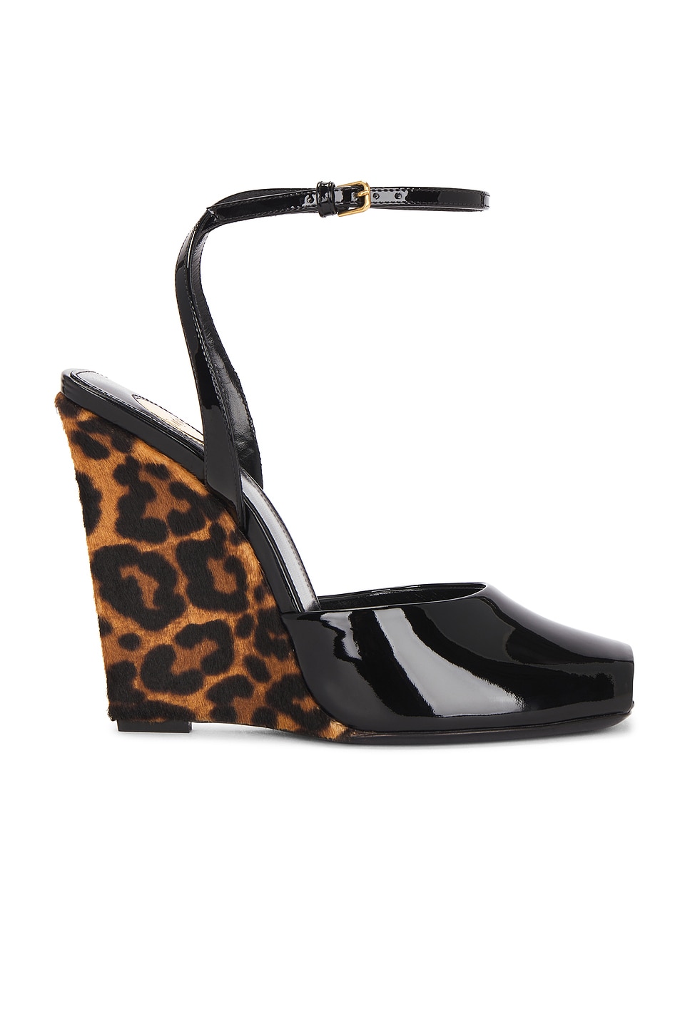 Orhand Peep Toe Wedge Босоножки Saint Laurent, Nero