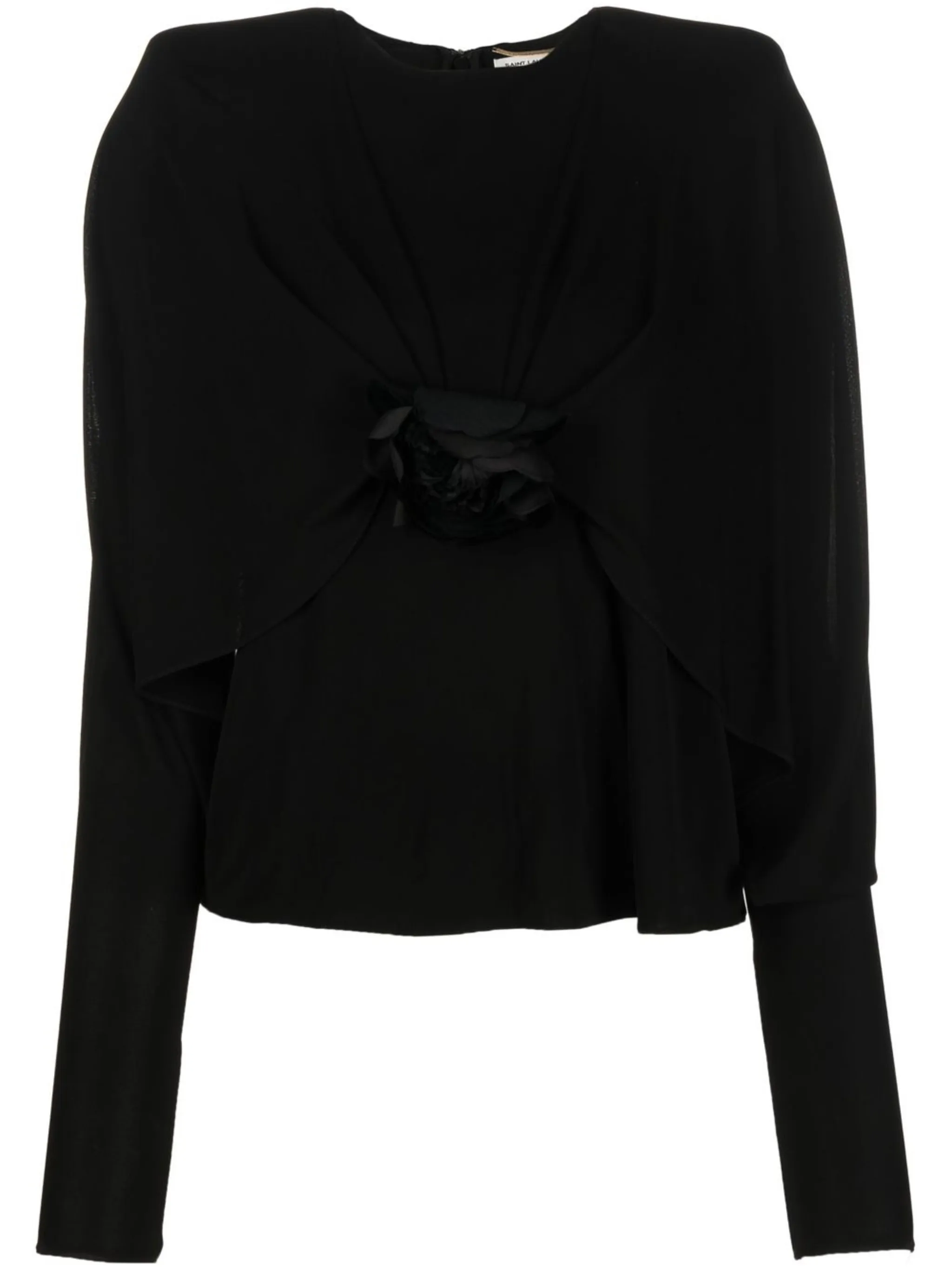 

Топ Flower с длинными рукавами Saint Laurent, черный