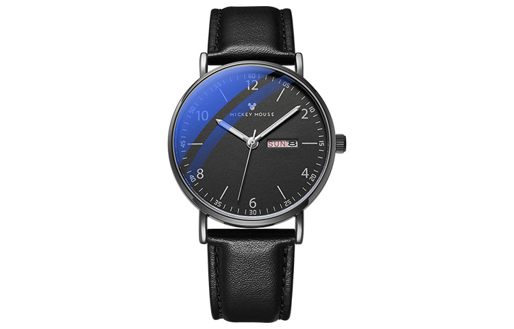 

Disney Часы Quartz Movement Genuine Leather Strap Watch Unisex Black Dial, MK-12061B2