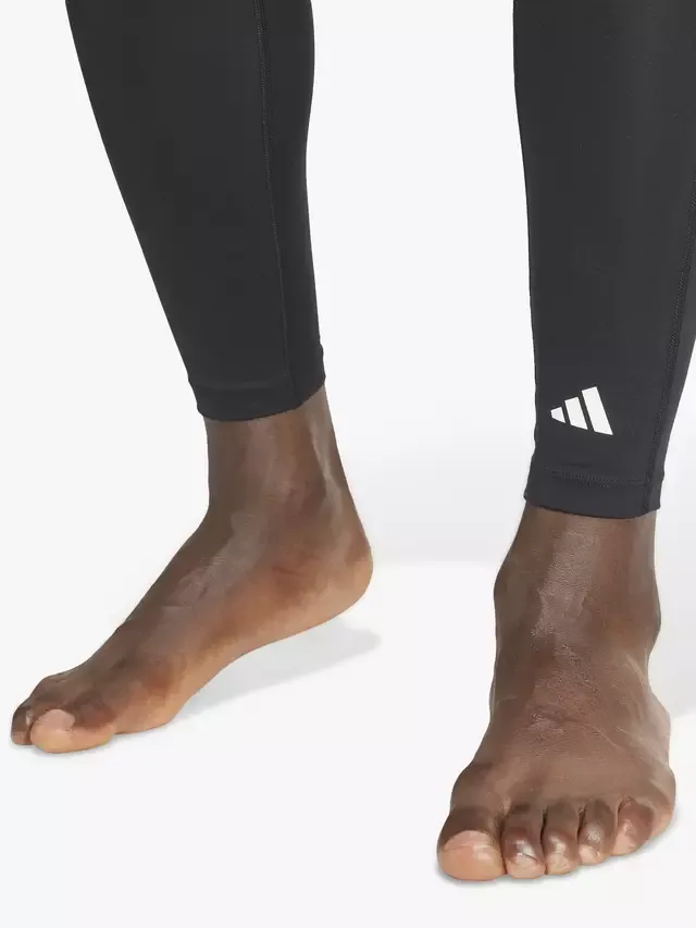 Мужские тренировочные длинные обтягивающие брюки AEROREADY Techfit, черные adidas — фото 3