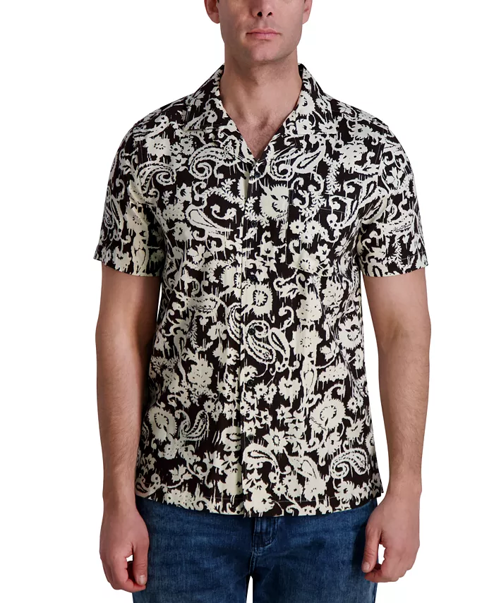 

Мужская классическая рубашка с принтом пейсли и пуговицами Camp Shirt KARL LAGERFELD PARIS, коричневый/бежевый
