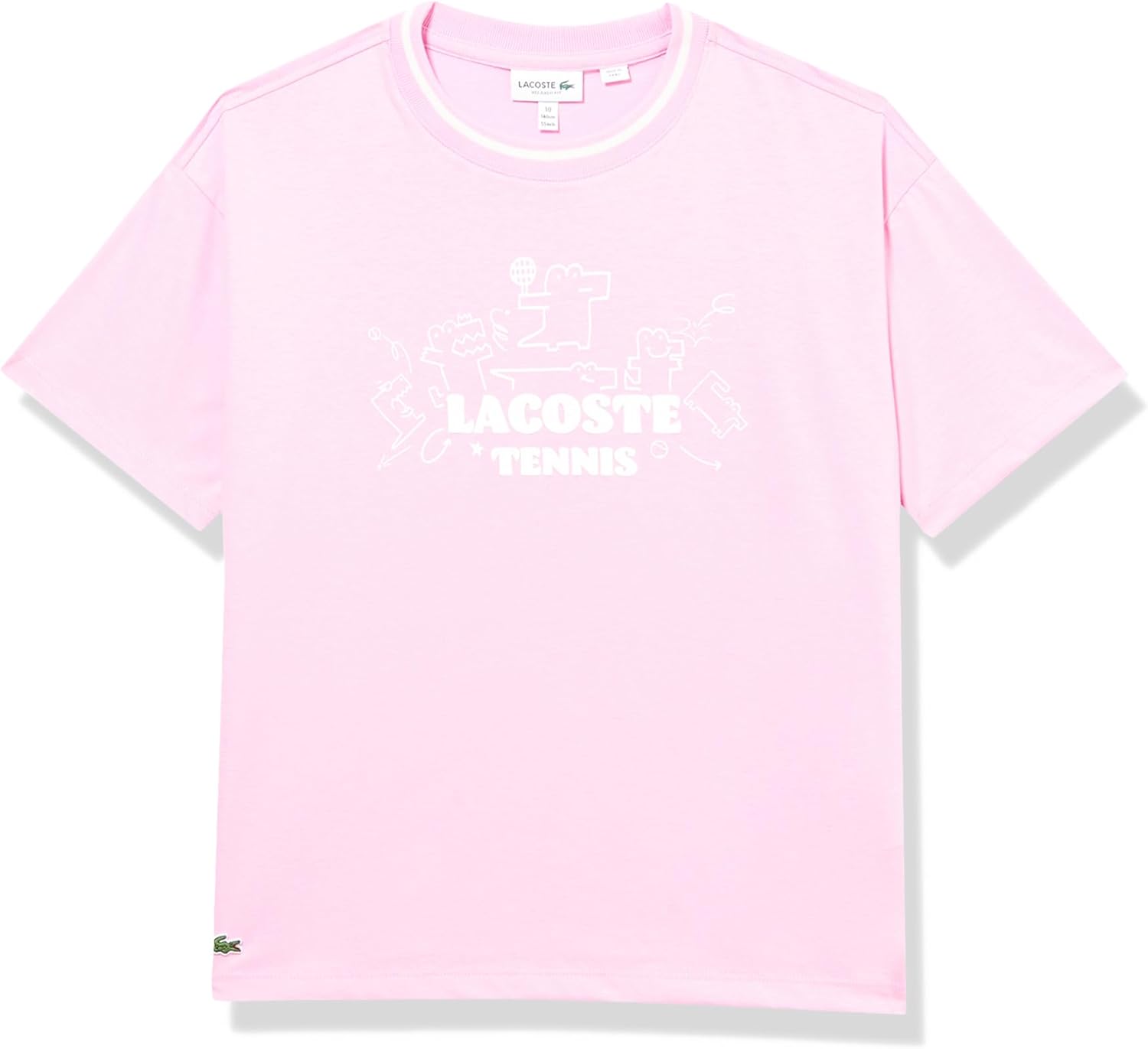 

Футболка Lacoste Unisex-Adult с коротким рукавом, круглым вырезом, большим принтом по всей поверхности, с изображением крокодила и крупной надписью, Gelato/Multico