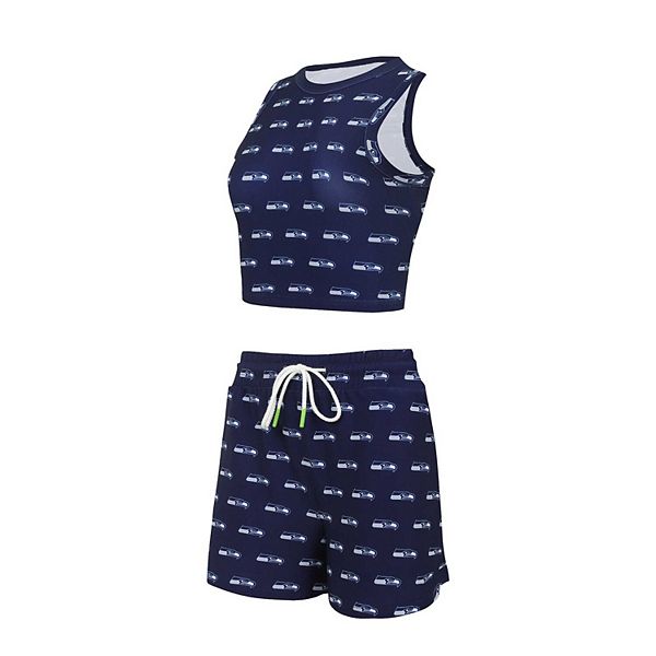 

Женский сет для сна с укороченным топом и шортами concepts sport seattle seahawks gauge allover print Unbranded