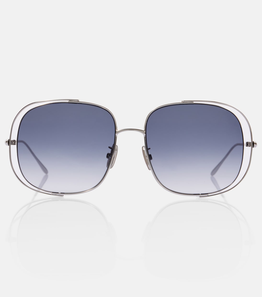 

Вырезные квадратные солнцезащитные очки Loewe, Shiny Palladium/ Gradient Blue