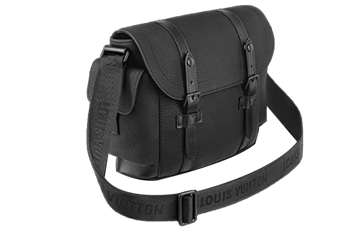 LOUIS VUITTON CHRISTOPHER Сумка-мессенджер из кожи Taurillon, наплечная сумка, кроссбоди Regular мужская черная — фото 2