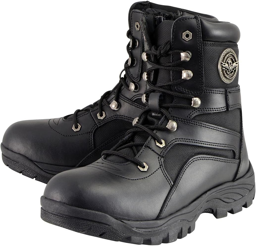 Мужские байкерские ботинки Milwaukee Leather MBM9105-9, 23 см, черная кожа, тактический стиль SWAT с шнуровкой ‎Milwaukee Performance — фото 4