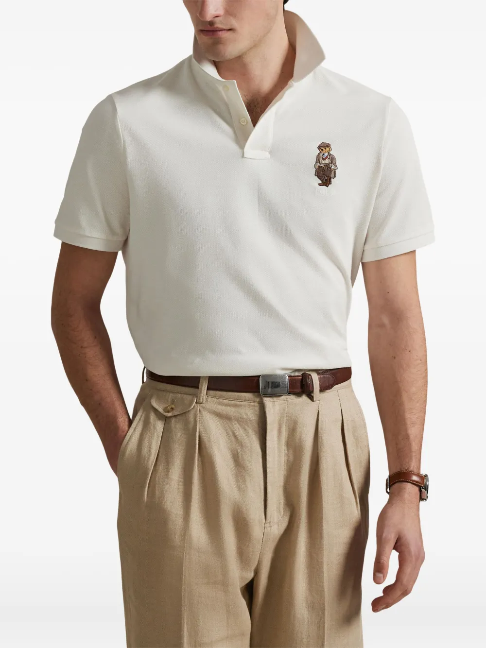 Рубашка поло с вышивкой Polo Bear POLO RALPH LAUREN, белый — фото 3