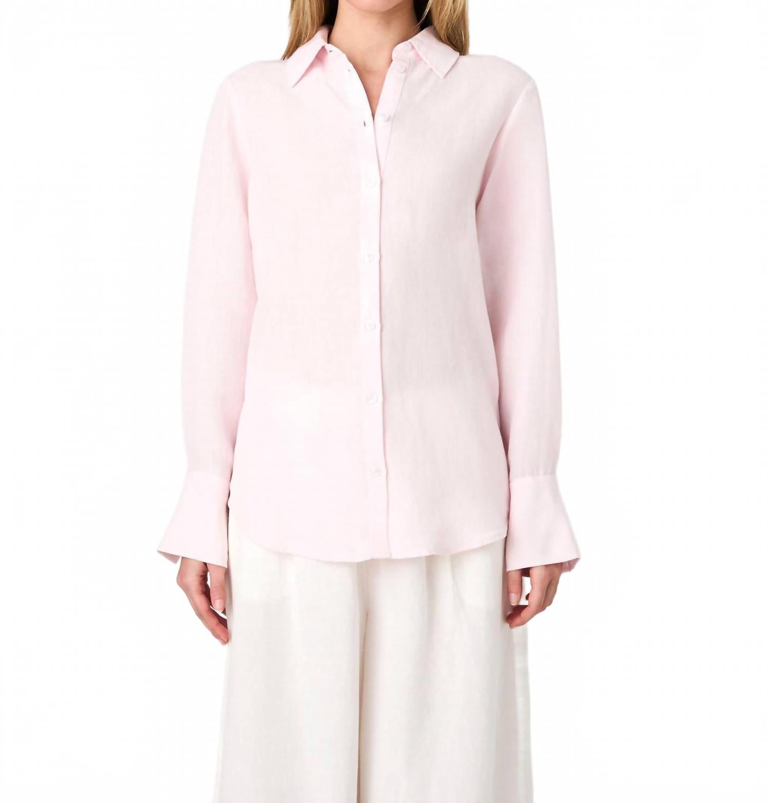 

Блузка Birdie Linen Oversized в нежно-розовом цвете French Connection