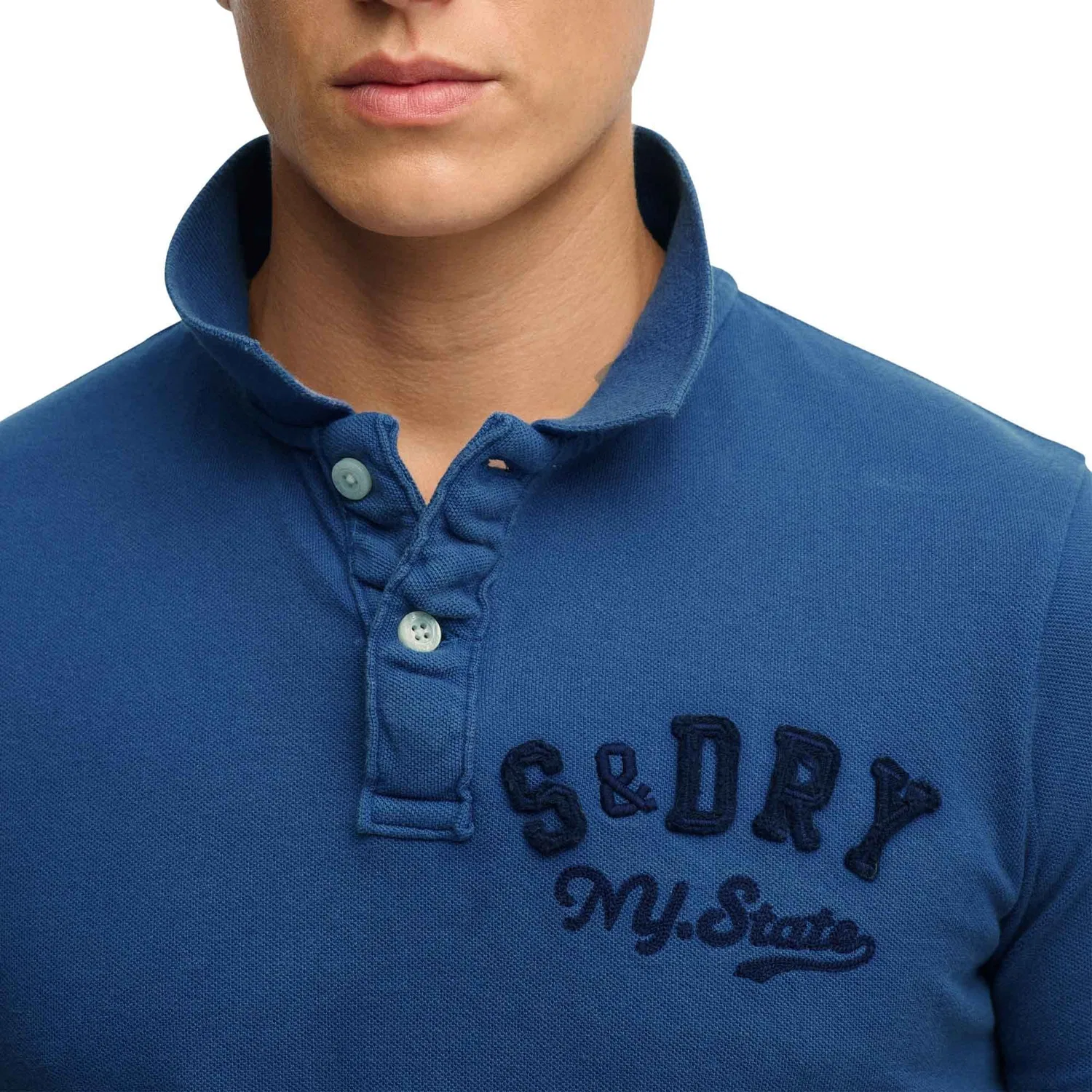 Поло для больших размеров, хлопковое, Superdry, синий — фото 4