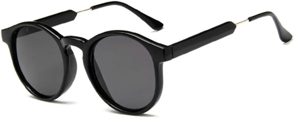 

Ретро круглые солнцезащитные очки для женщин и мужчин, прозрачные, женские солнцезащитные очки, мужские очки с защитой от УФ-излучения UV400 TYUVIVO, C1 Black Grey