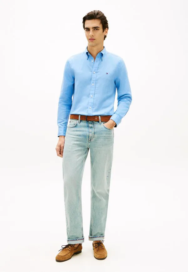 Рубашка-Рубашка прямого кроя из смесовой льняной ткани. Tommy Hilfiger, Cloudy Blue — фото 2