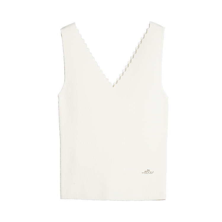 

ELLE Топ-майка женская бежево-желтая V-образный вырез Moderate Others