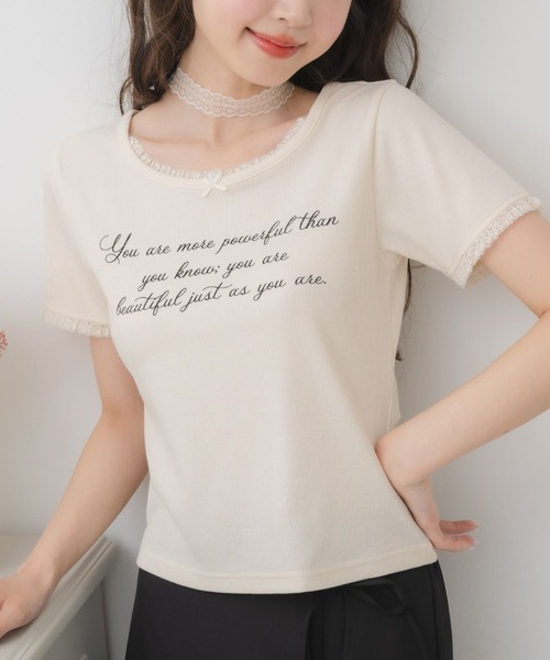 

Футболка с логотипом и кружевным чокером Ems excite, натуральный цвет