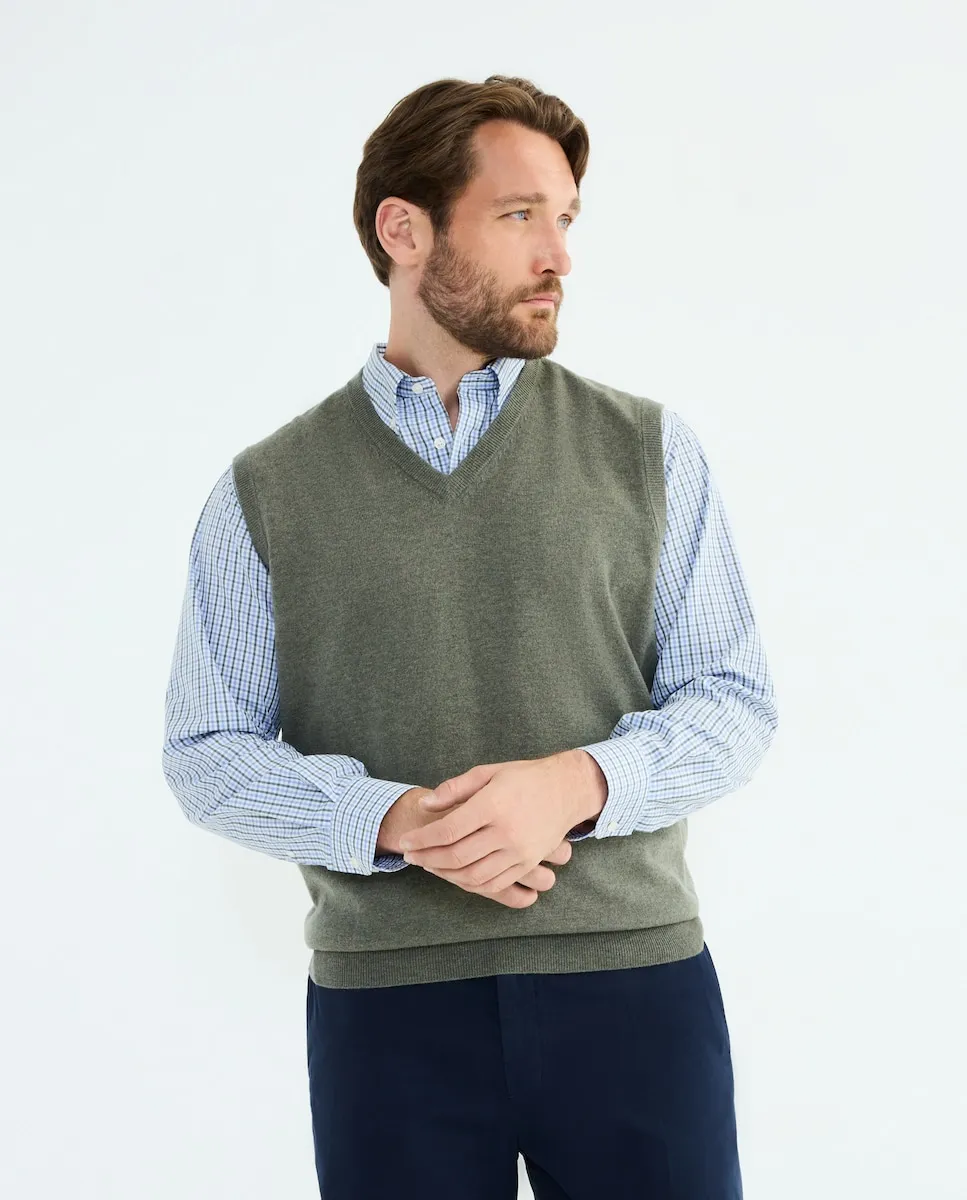 

Мужской закрытый жилет больших размеров из кашемировой шерсти Emidio Tucci, хаки