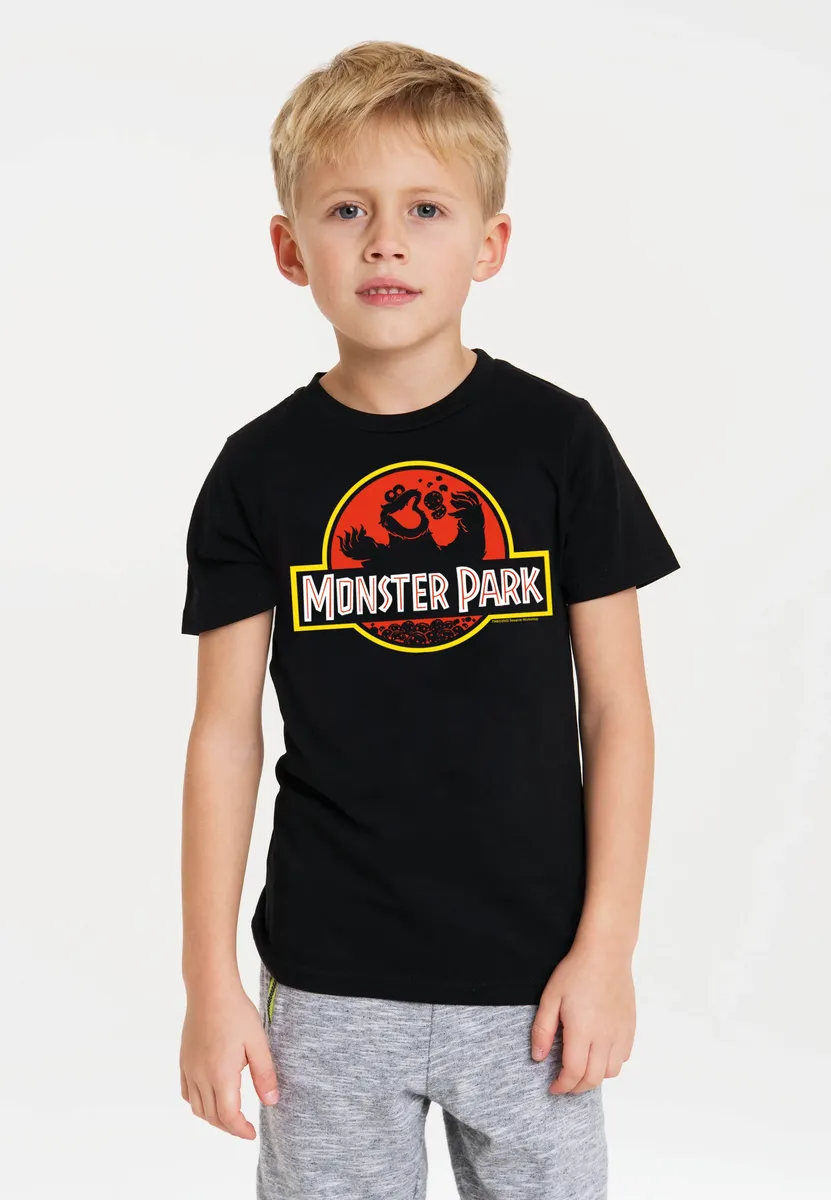 

Logoshirt Футболка "Улица Сезам Cookie Monster Monster Park" с крутым принтом, черный