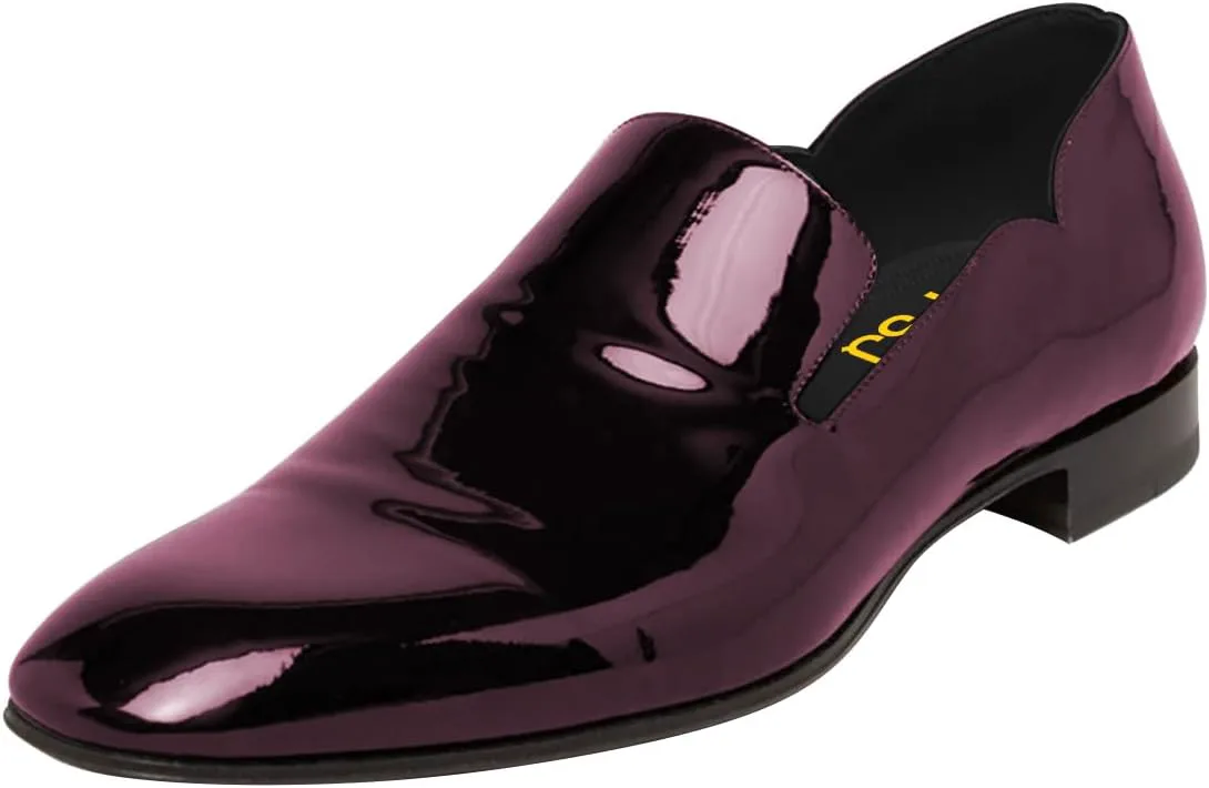 

Мужские лоферы FSJ из блестящей лакированной кожи, без шнуровки, с закрытым носком, боковыми V-образными вырезами, удобные, для бизнеса, вечеринки, официальных мероприятий, стильные туфли-слипоны, размеры 4-16 US, фиолетовый