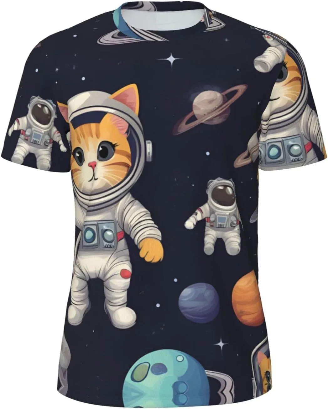 

Футболка мужская летняя с принтом Fun Cat Astronaut, легкая и дышащая SDFHU