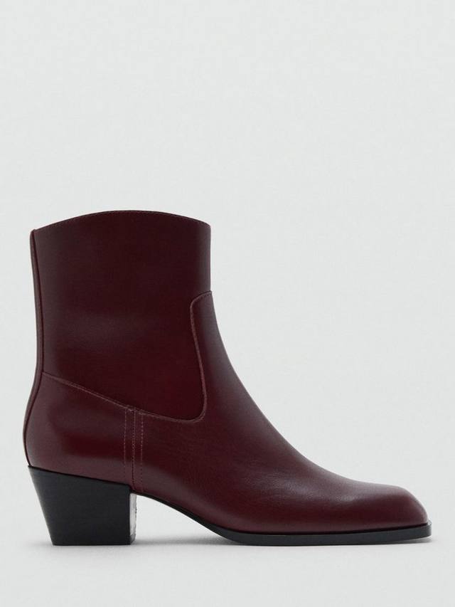 Cowe кожаные комбинированные ботинки до щиколотки Mango, Dark Red