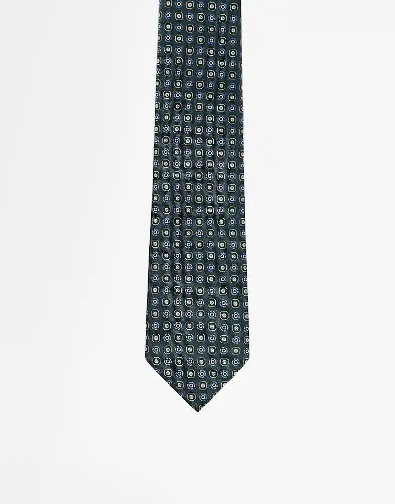 

Широкий атласный галстук ASOS DESIGN с винтажным принтом темно-зеленого цвета