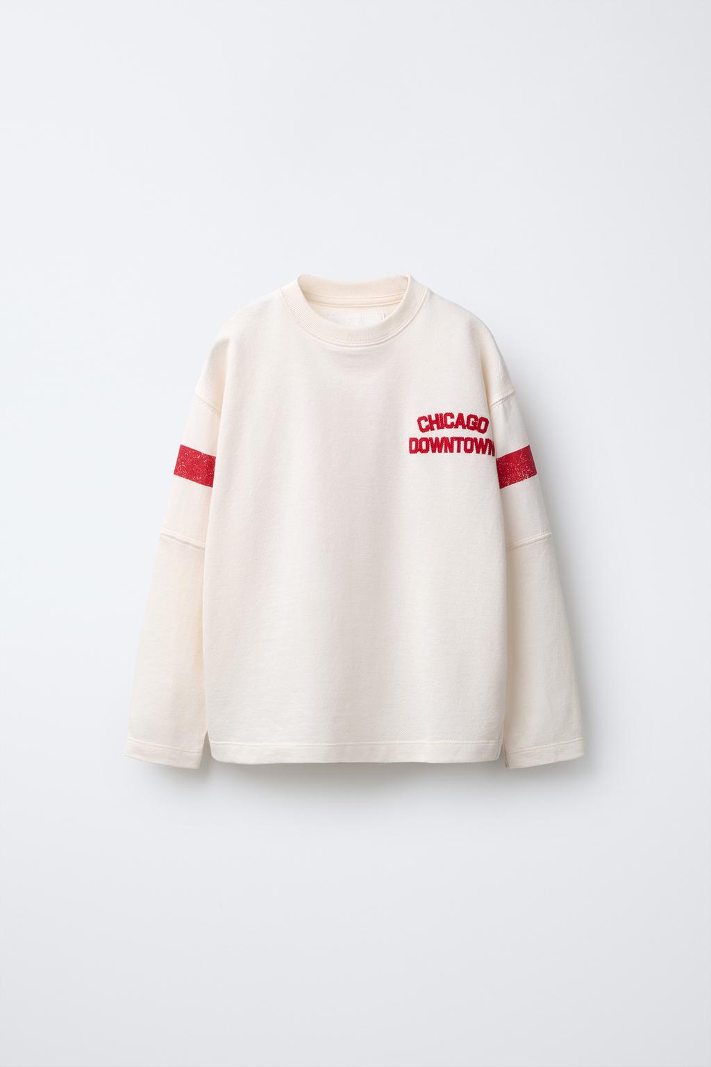 

Футболка с вышитым слоганом ZARA, экрю