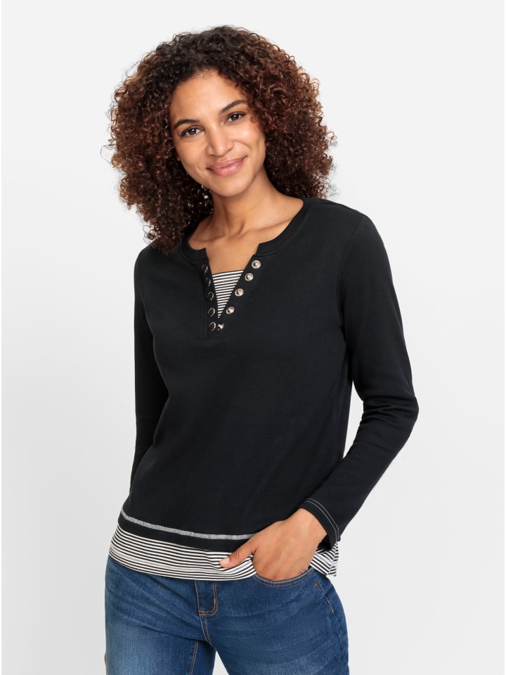 

Рубашка с круглым вырезом в полоску черного и бежевого цветов WITT WEIDEN