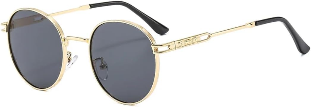 

Роскошные металлические круглые солнцезащитные очки для женщин и мужчин в стиле панк, для походов, вождения и активного отдыха, защита от УФ-излучения UV400 TVTBBVV, Gold Gray