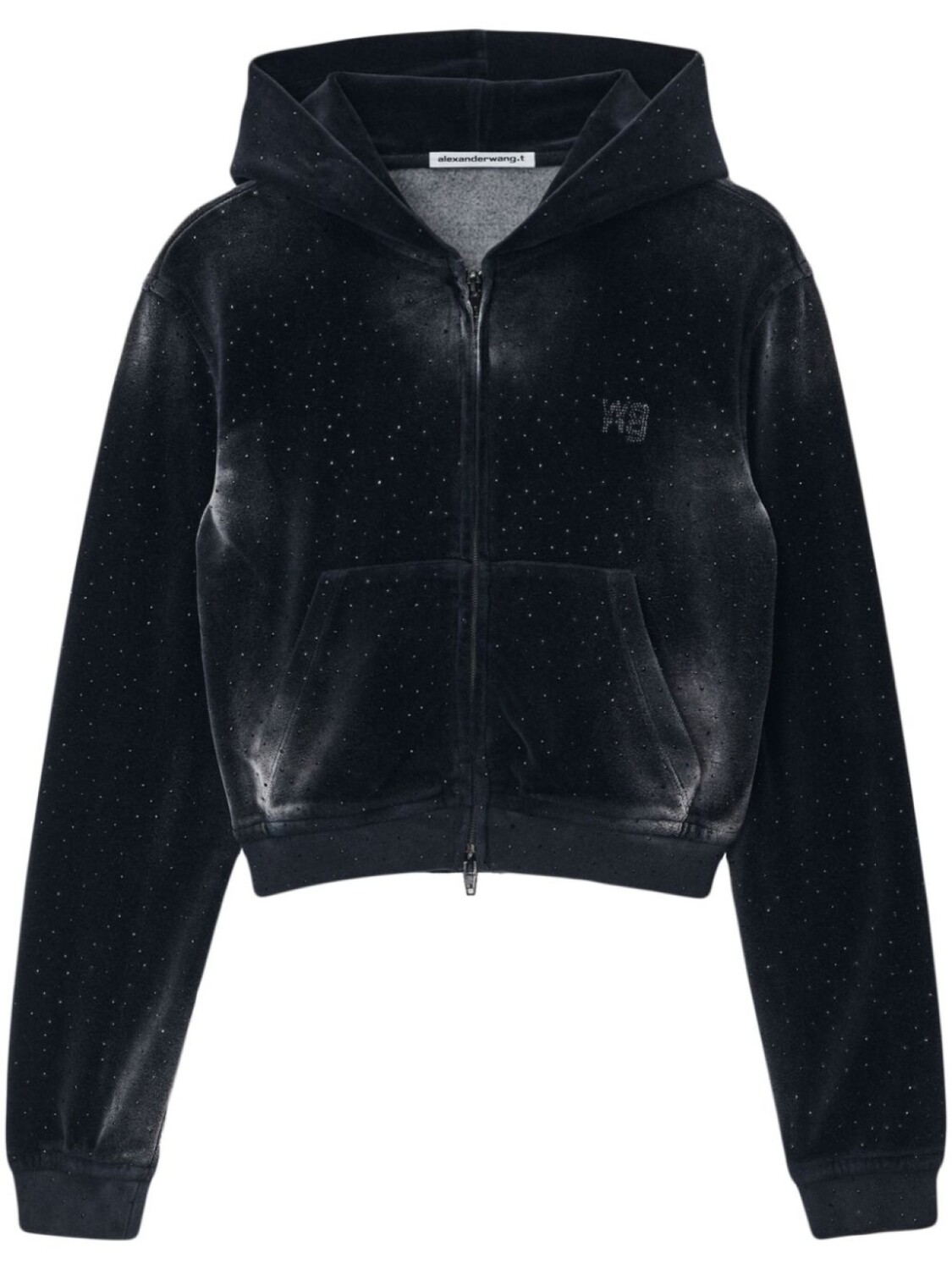 

Прозрачная толстовка с капюшоном с бисером Alexander Wang, серый