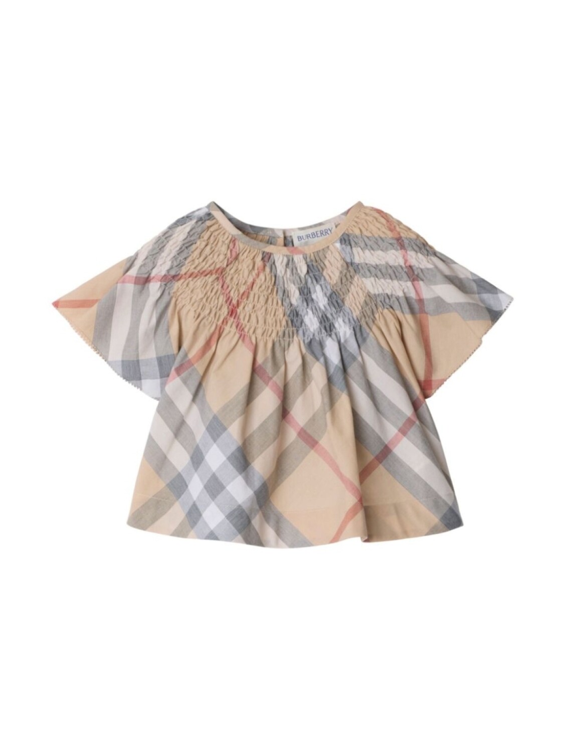 

Блузка из хлопка в клетку Burberry Kids, нейтральный цвет