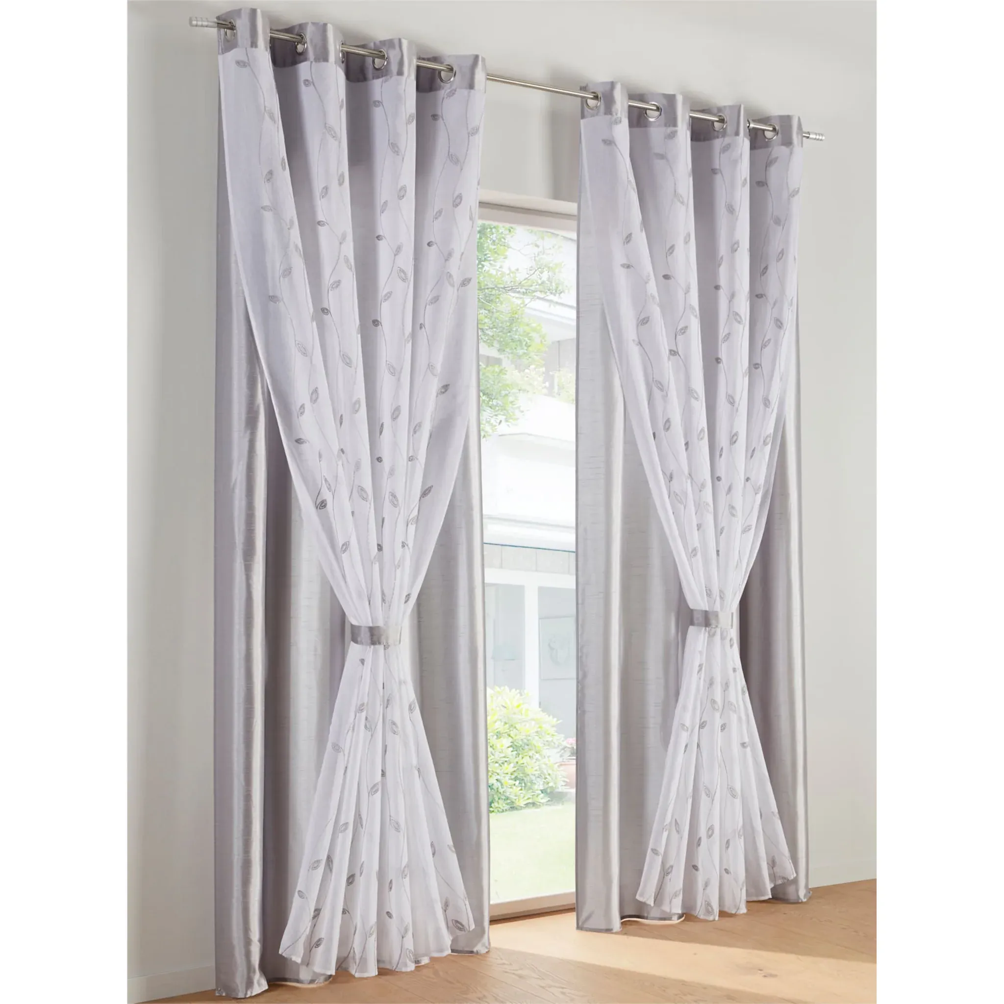 

Шторы Heine для дома, (1 шт.), включая подхваты Heine Home, цвет grau-weiß