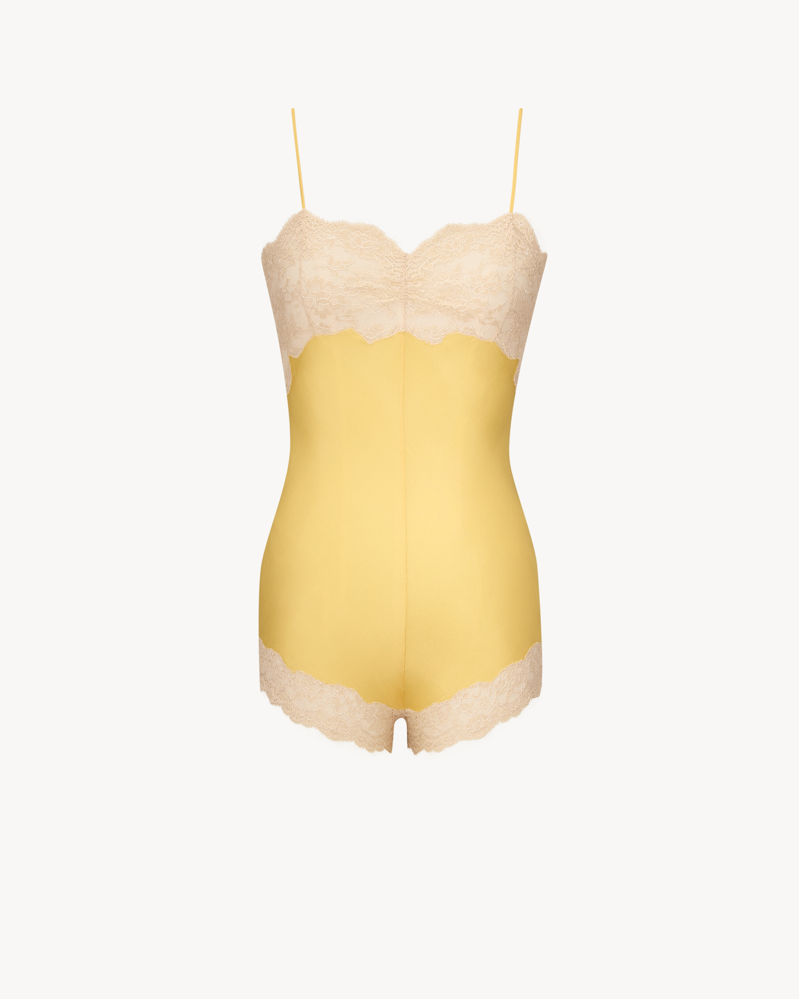 

Комбинезон на шнуровке из шелкового креп-муслина SAINT LAURENT, желтый