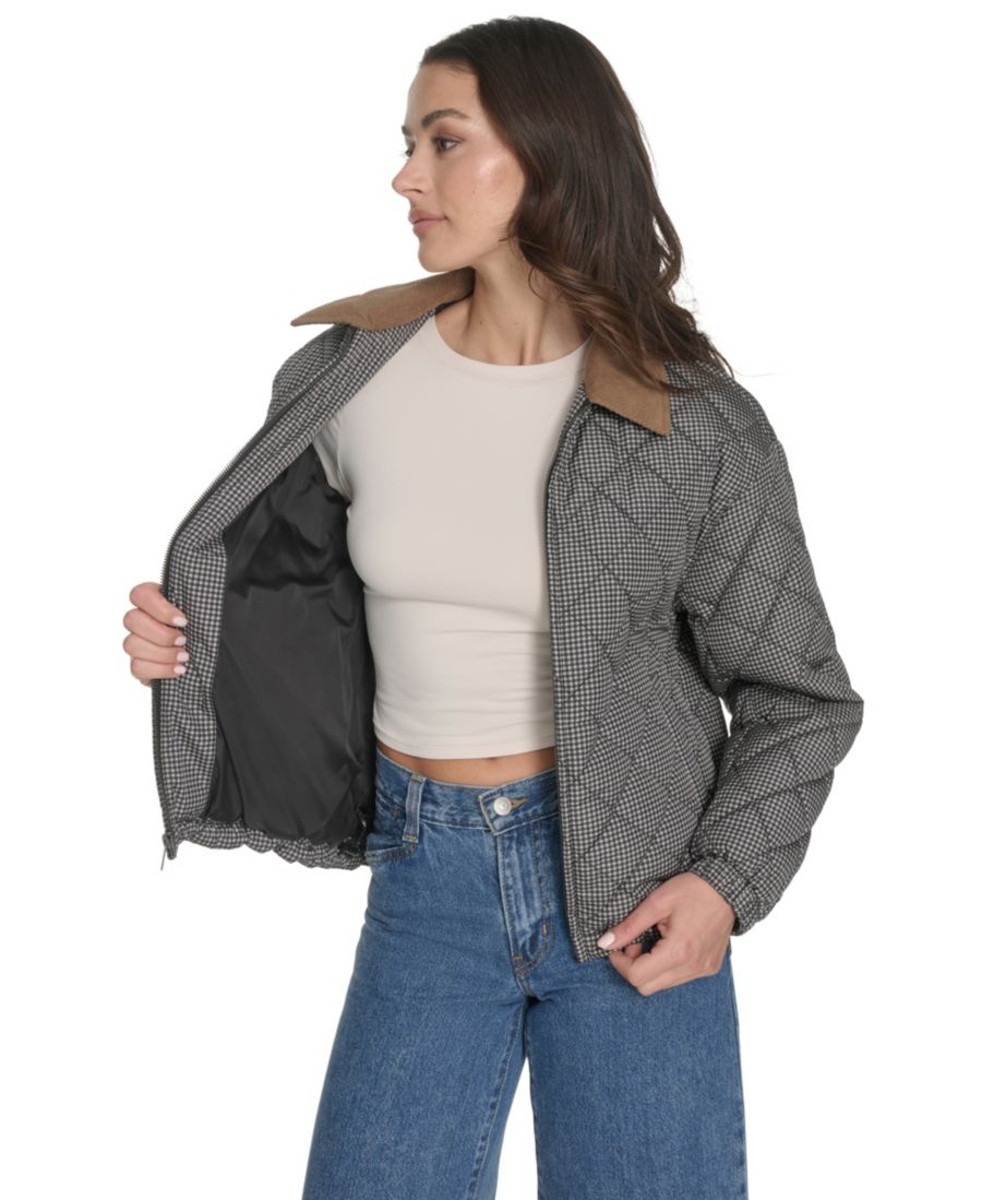 Женская стеганая куртка стандартного размера с ромбовидным узором Levi's, Black/White Gingham — фото 3