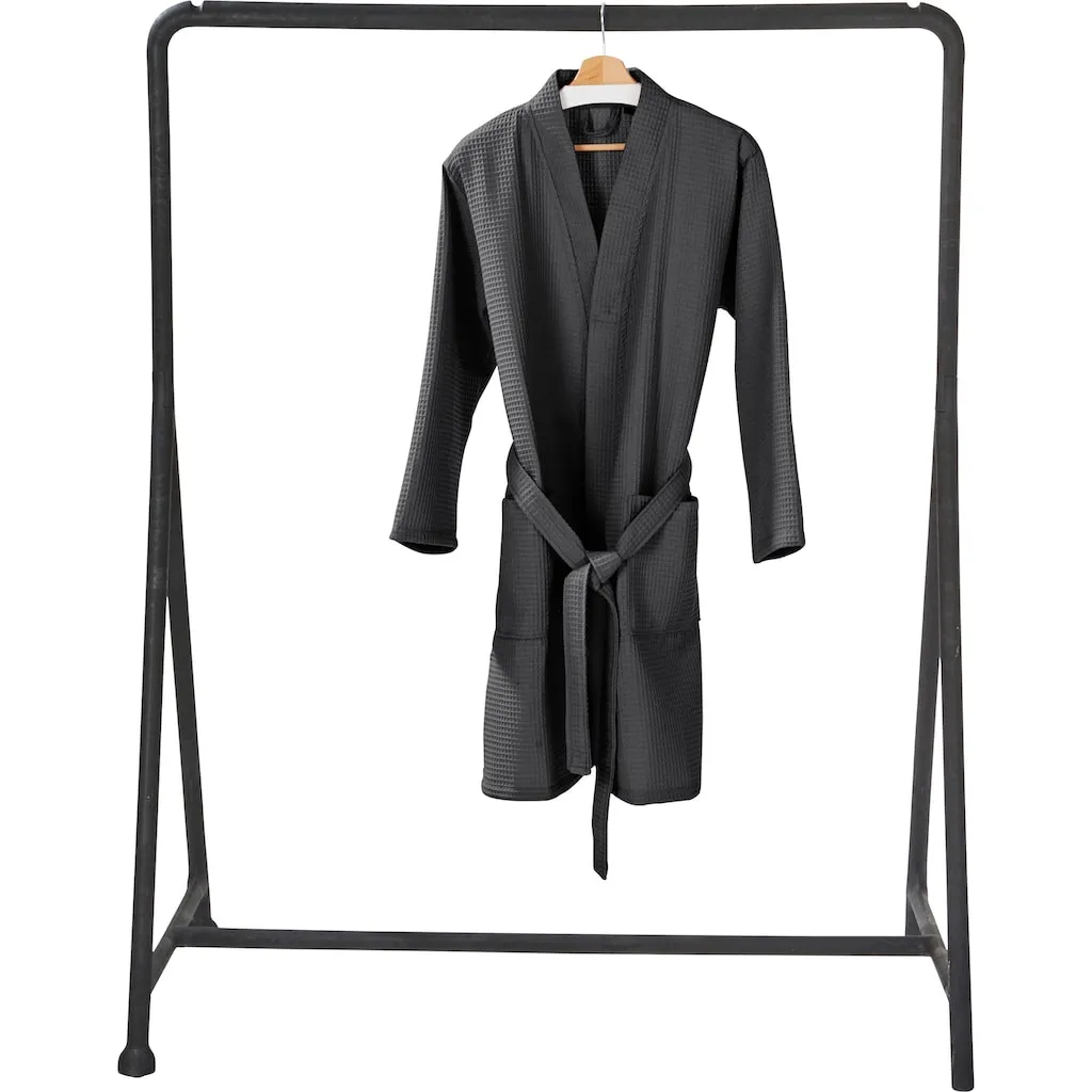 

Женский халат MySense, идеален для сауны и спа, отельный халат, утренний халат Вафельная структура, с шалевым воротником и накладными карманами Done., антрацит