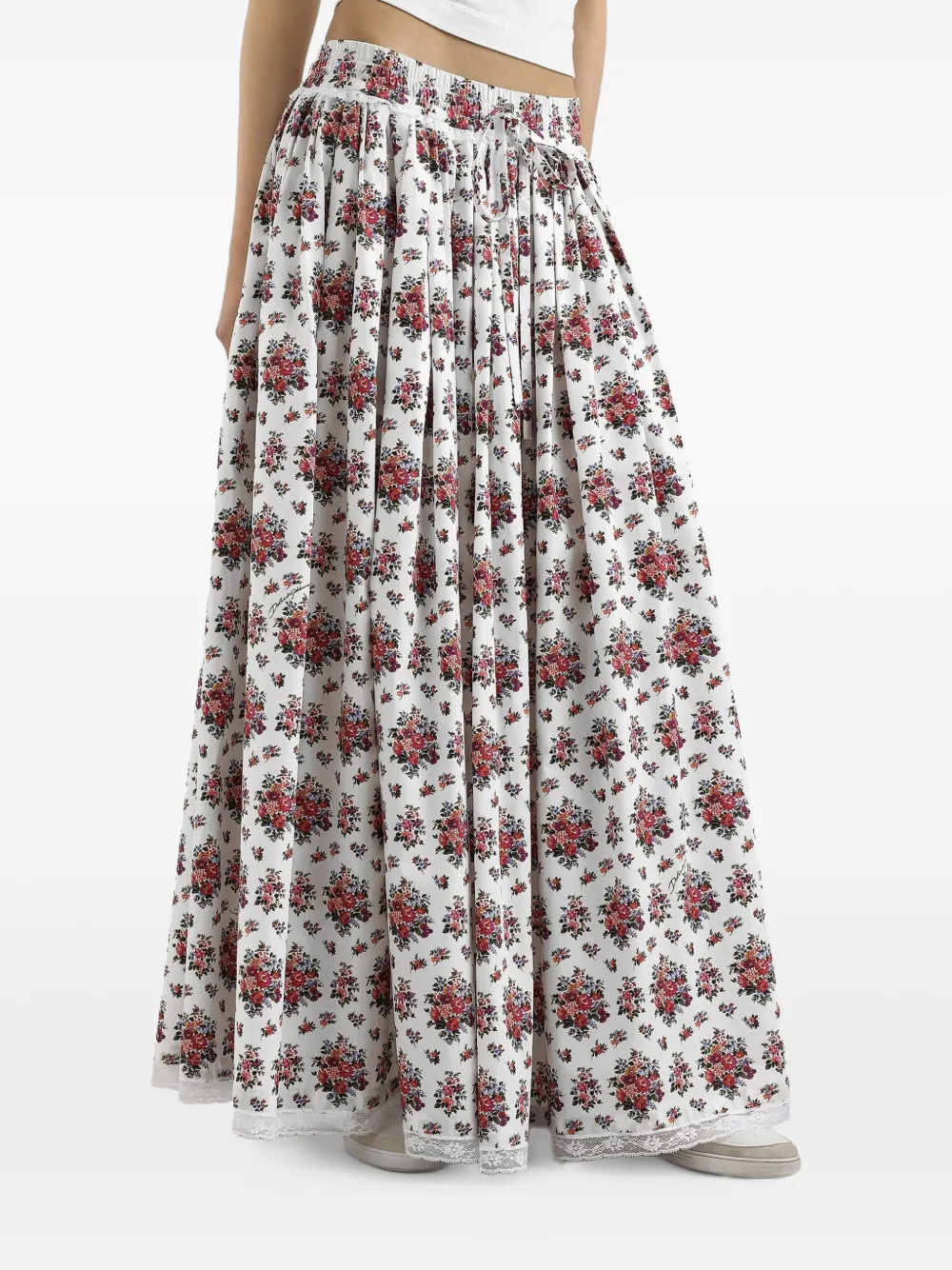 Юбка макси с кулиской и цветочным принтом Dolce & Gabbana, белый — фото 4