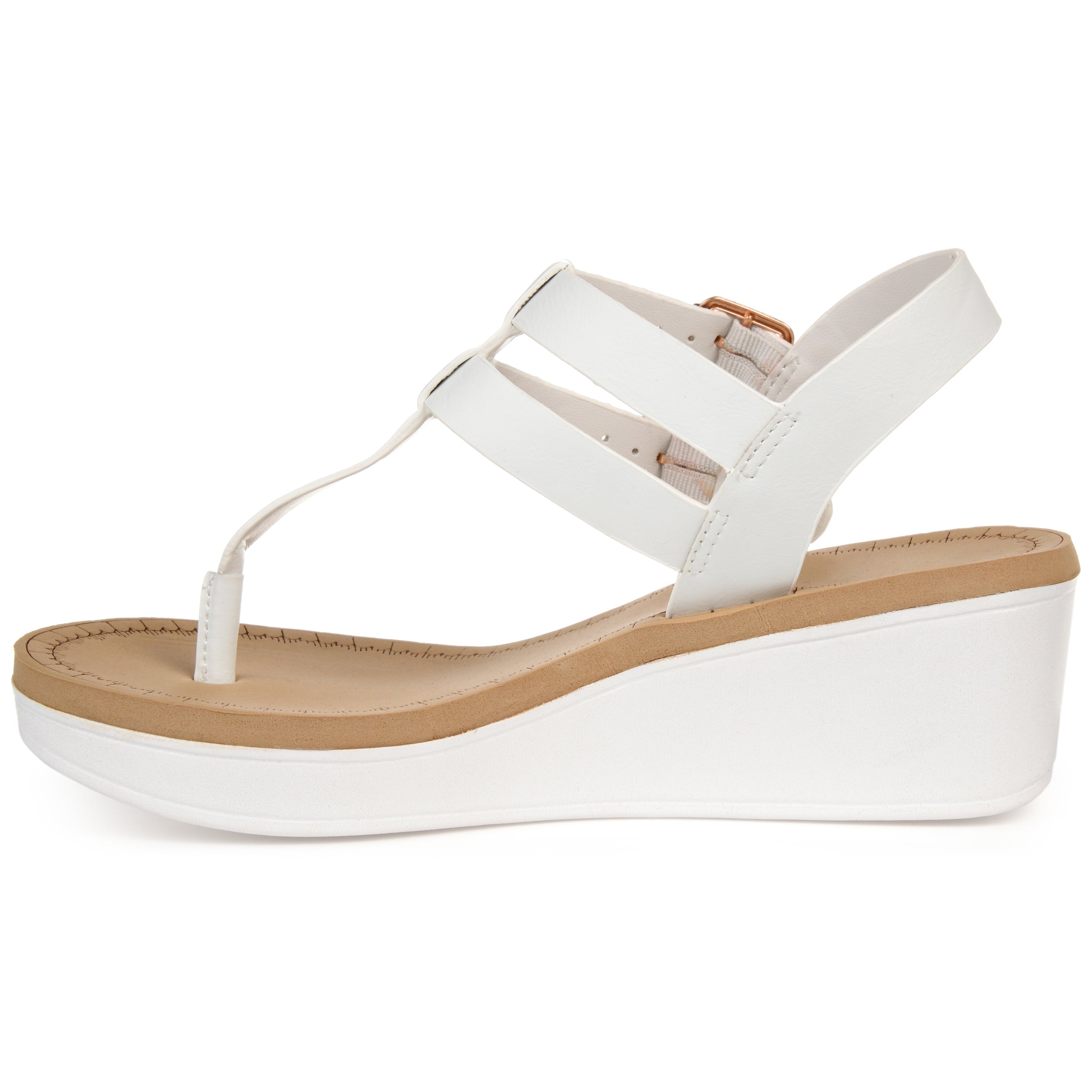 Женские босоножки Tru Comfort Foam Bianca на танкетке из коллекции Journee, белый — фото 2